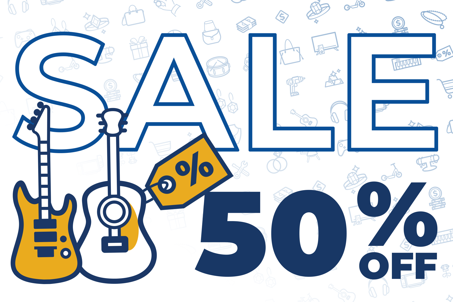 50% off guitars